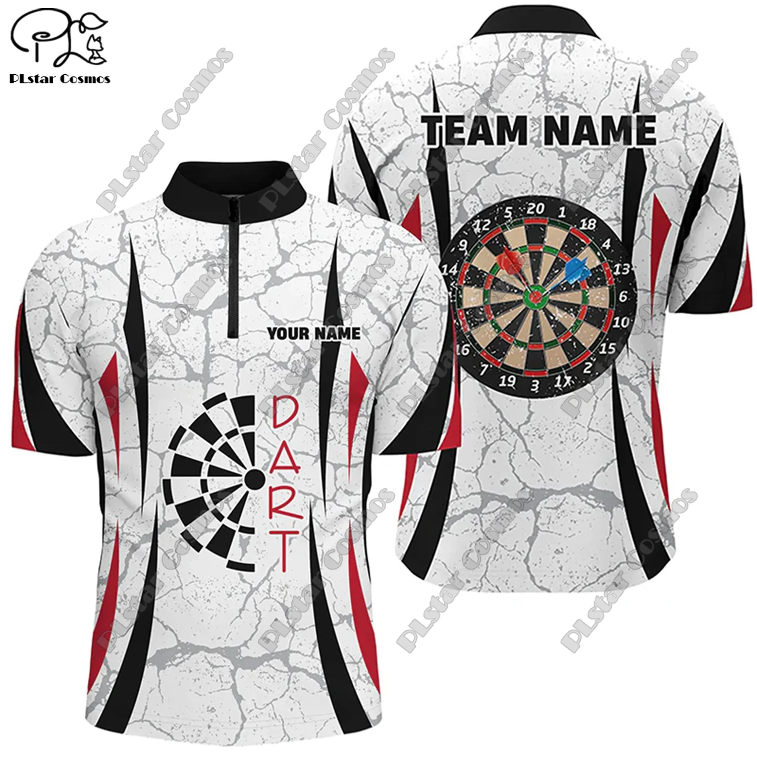 Новинка рубашка-поло унисекс с 3D-принтом пламени воротником-стойкой и молнией