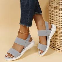 Women Summer Fashion Sandals 2023 Mesh Casual Fish Mouth Sports Sandals Large Size Flying Woven Flat Shoes Sandalias Mujer 