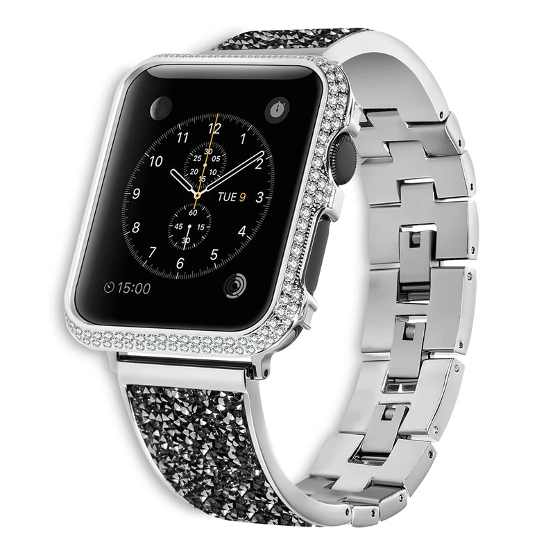 Diamond Metal Strap For Apple watch Band 49mm 45mm 44mm 42mm 41mm 40mm Stainless Steel Bracelet For iWatch UItra 8 7 6 5 3 2 SE