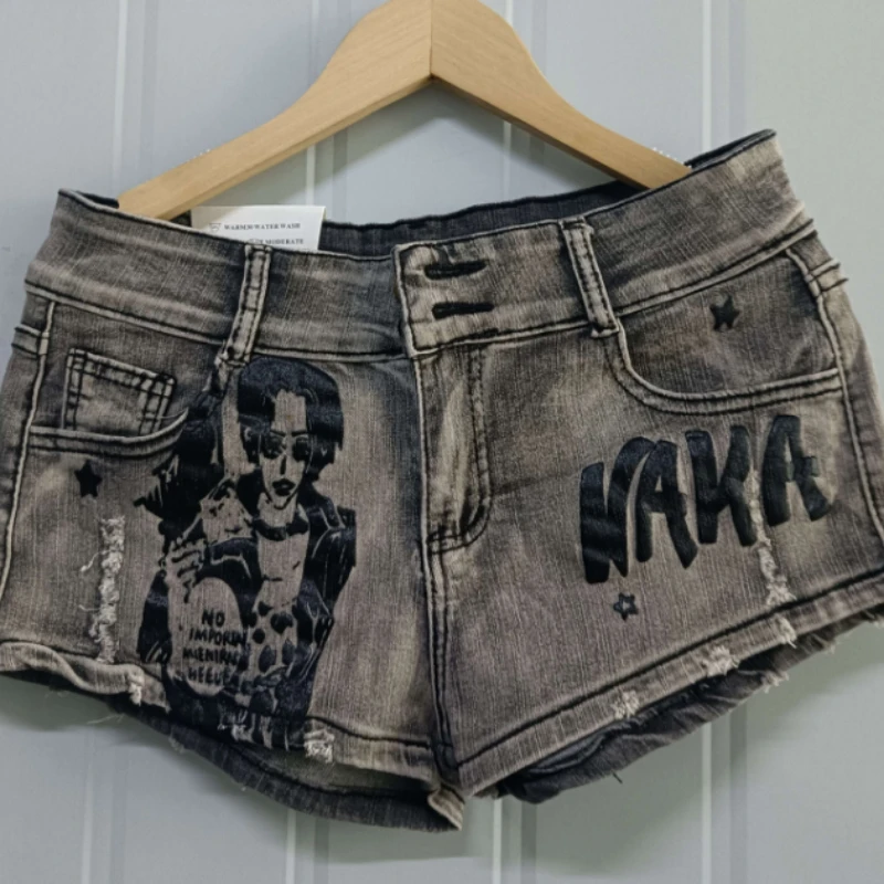 Джинсовые шорты в стиле Харадзюку женская уличная одежда повседневные штаны с