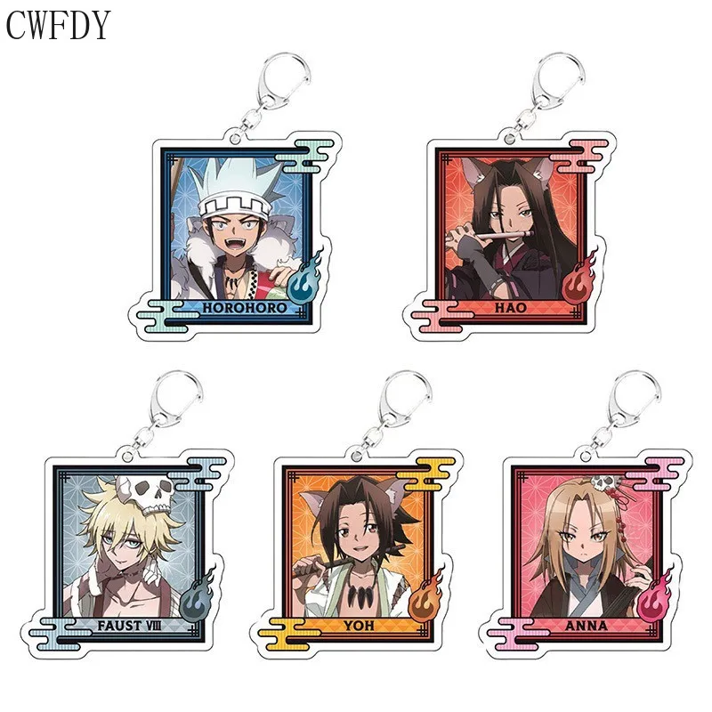 

New Anime Shaman King Acrylic Keychain Yoh Asakura Kyoyama Anna Cute Q Version Figures Pendant Key Chain Women Men Gift Souvenir