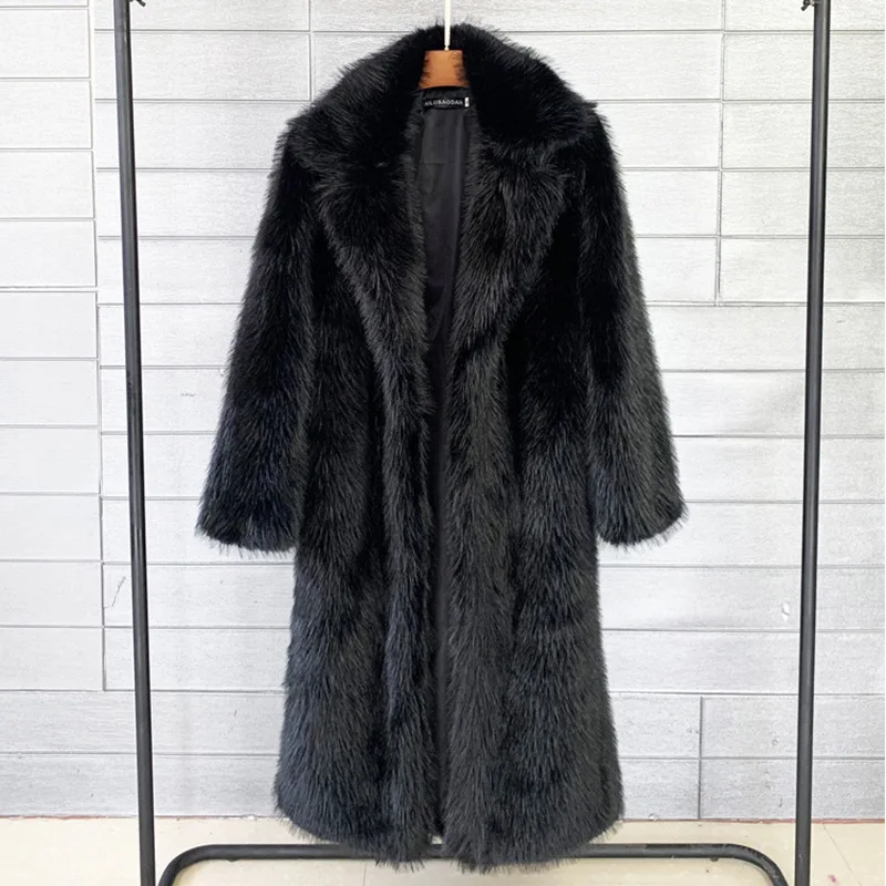 Faux Fur Winter 2022 Women's Long Toka Suit Collar Coat Artificial Fur Warm Outwear