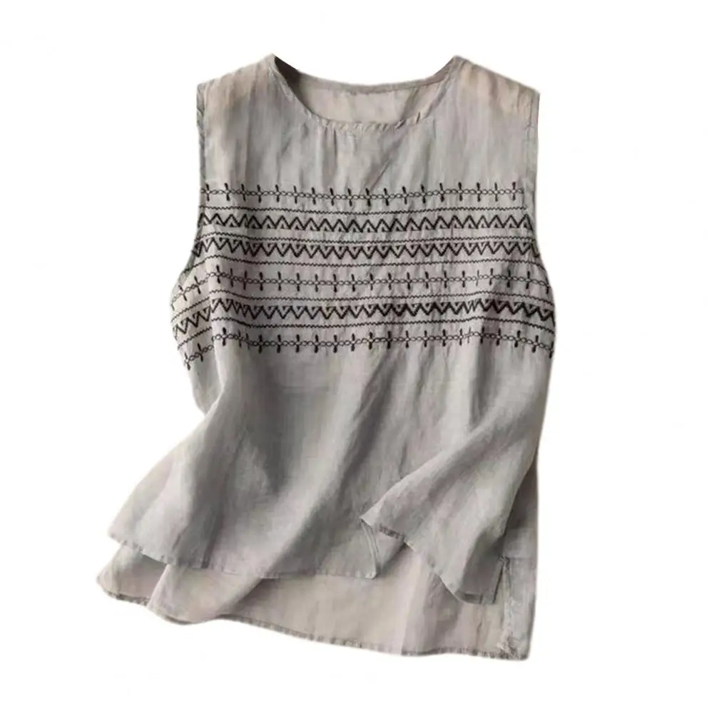 Женский жилет с круглым вырезом тонкие топы без рукавов пуловер вышивкой майки