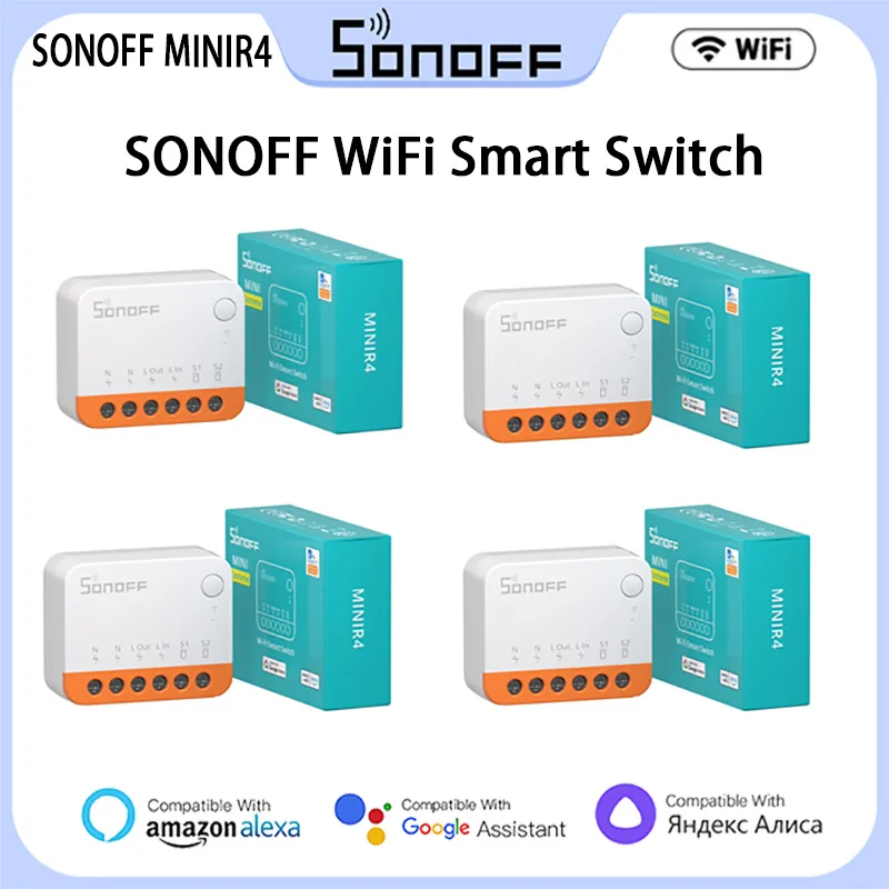

SONOFF MINIR4 Smart Switch WiFi 10A 2-Way Control Mini Extreme Smart Home Relay Support R5 S-MATE Voice Alexa Alice Google Home