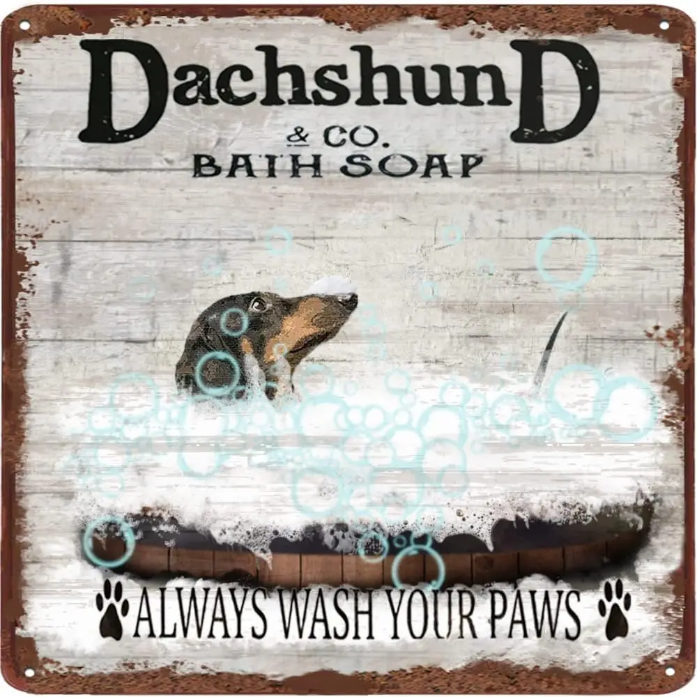 

Finamille Sausage Company Shower Soap Poster Bathroom Wall Decoration, Pet Animal Vintage Logo Home Gift 12x12 inches