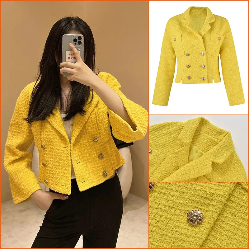 

Cha Tweed Jacket 2022 Early Autumn New Women's Double-breasted Loose Short Top