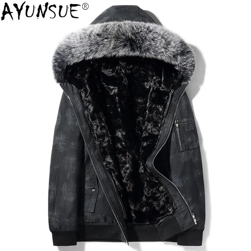 

Winter 100% Real Mink Fur Liner Parka Men 2021 Fox Collar Jacket Male Hooded Warm Thick Coat Casaco Masculino Gxy281