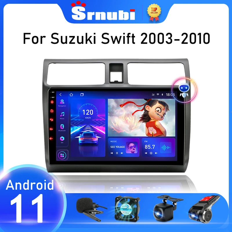 Автомобильный радиоприемник Srnubi Android 10 для Suzuki Swift 2003 - 2006 2007 2008 2010 мультимедийный