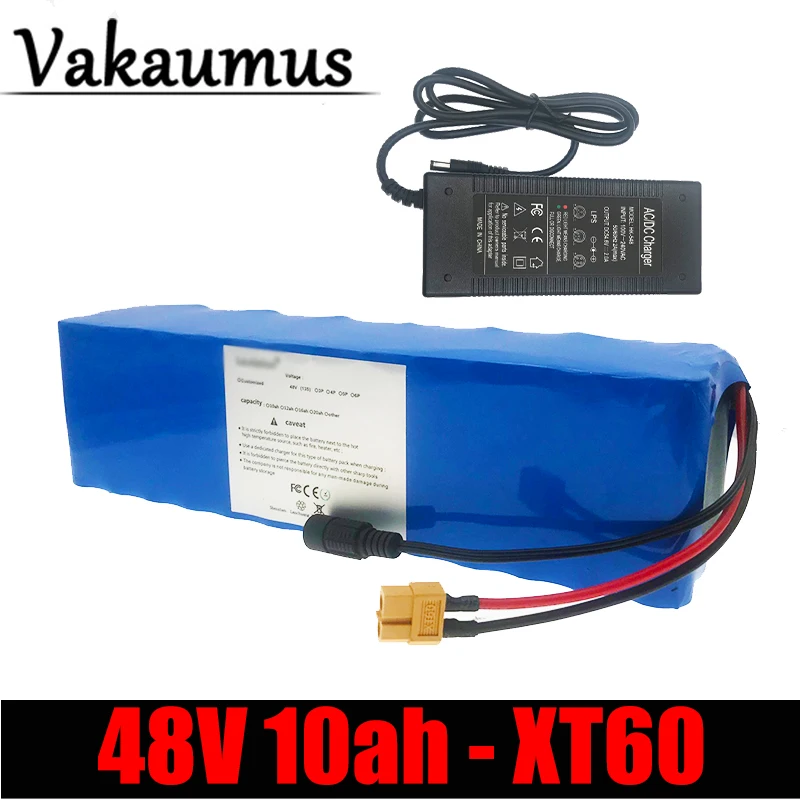 

Vakaumus 13S 3P 48V 10Ah Lithium Ion Rechargeable Battery Pack Built-in 15A BMS XT60 Scooter Electric Motor With 54.6V2A Charger