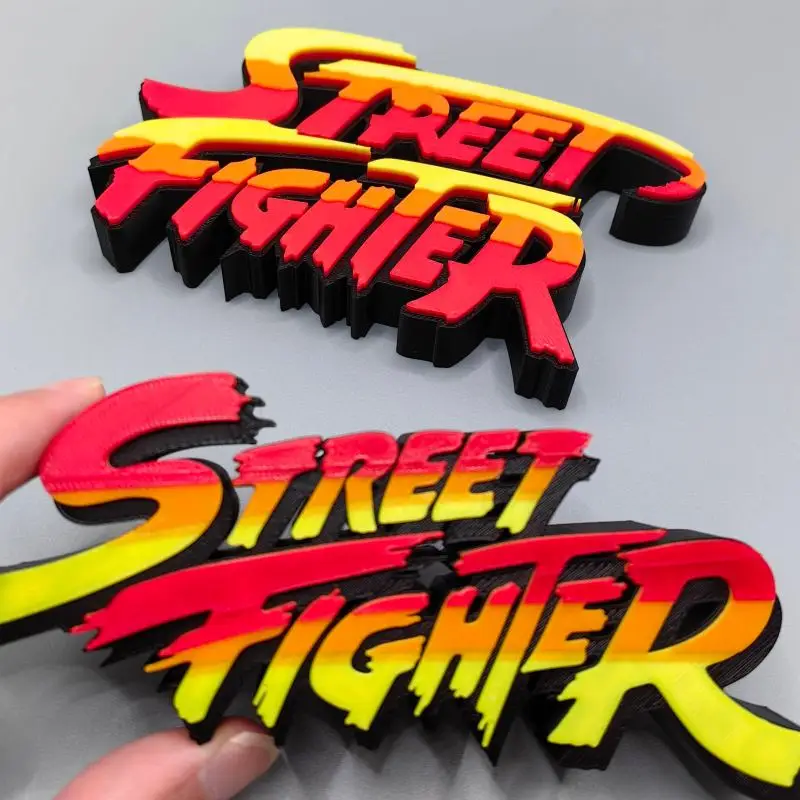 Фото Аниме-фигурка Street Fighter 3D: стенд-лого-модель из PLA, персонажи Рю и Кен, для аркадных игр, косплея, выставок, декоративное украшение, игрушка, подарок №1