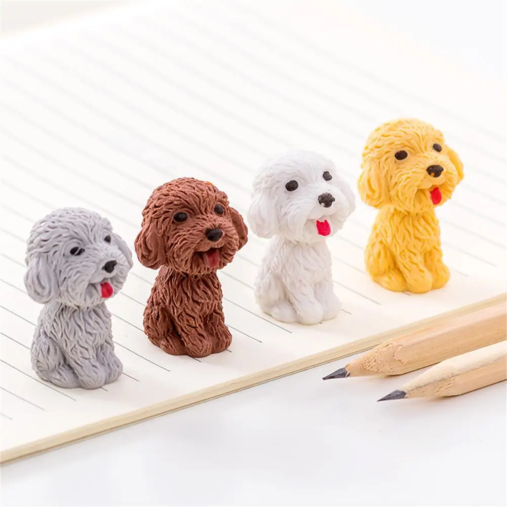 

1PCS Cute Teddy Dog Rubber Pencil Eraser Novelty Eraser Student Learning Stationery Office School Supplies Color Random