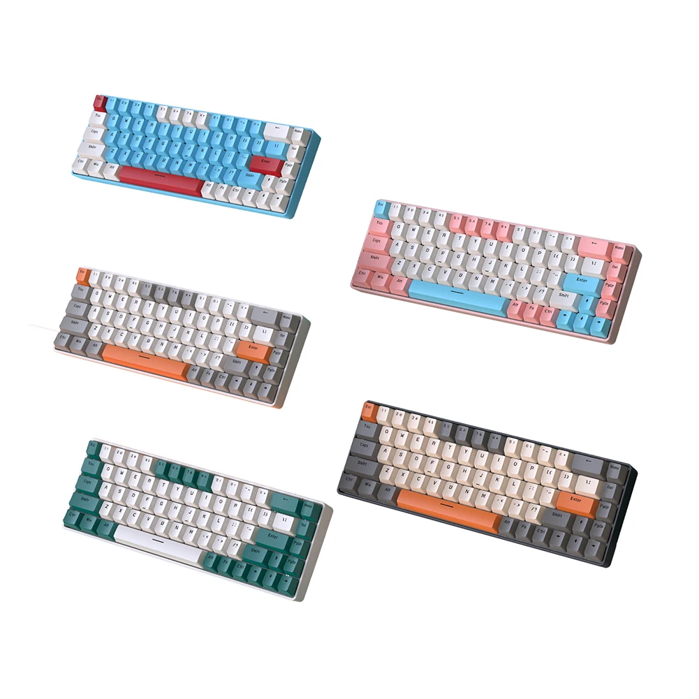 

T8 68 Keys Wired Computer Keyboard Luminous Keycaps for Tablet Laptop Computer Wired Backlight Mechanical Keyboard