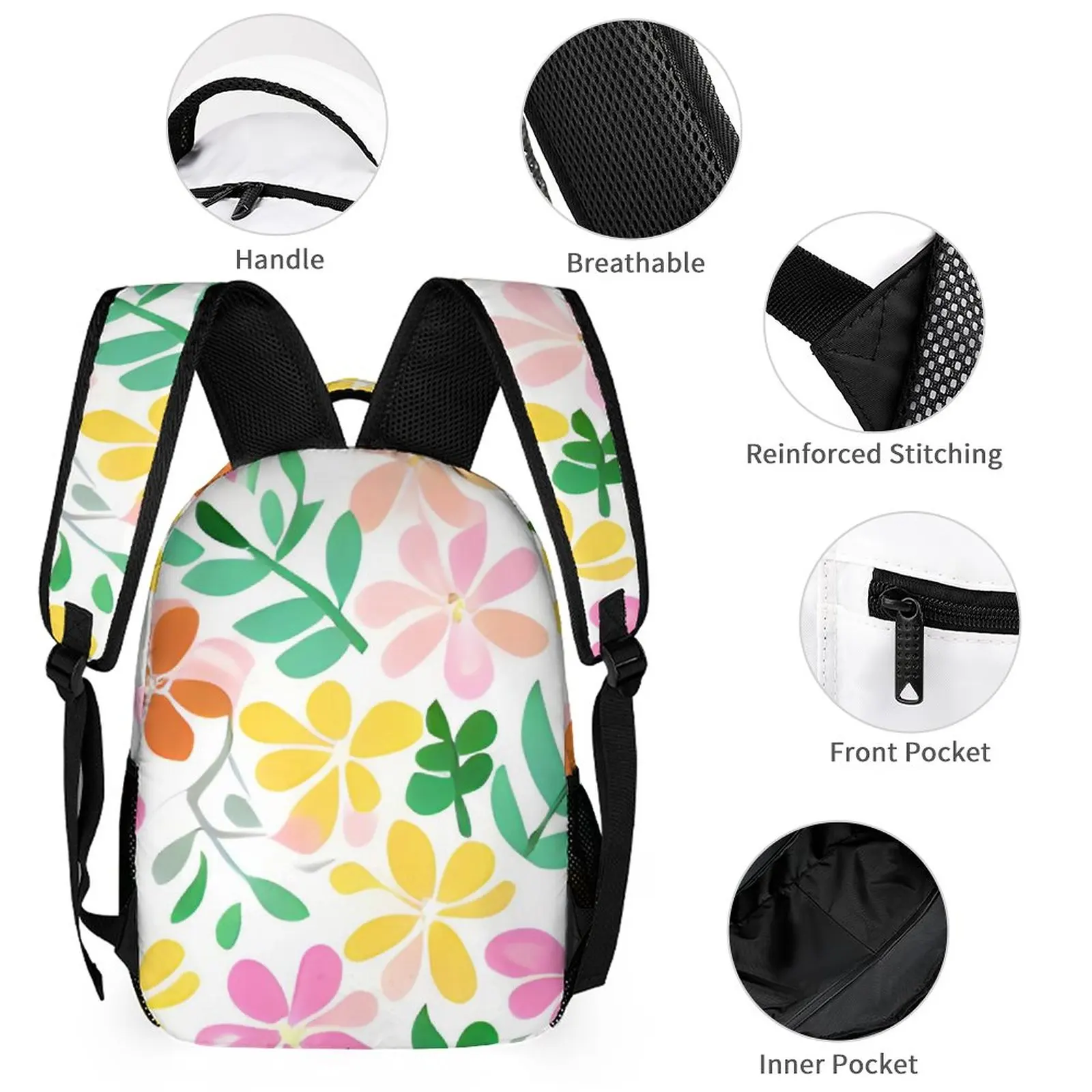 3PCS/Set Backbags for Travel Schoolbag Lunch Bag Pencil Case Floral Backpack with Hands-Free Umbrella Mochila
