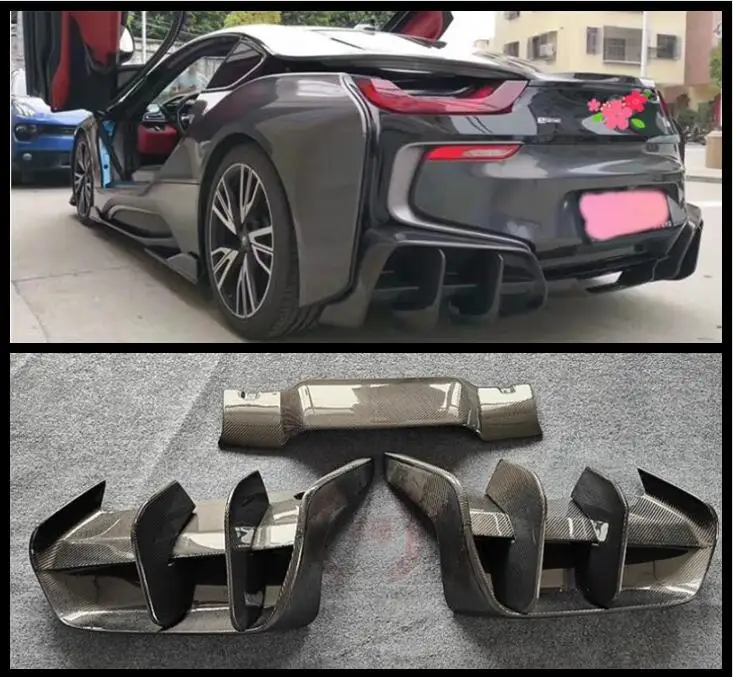 

Real Carbon Fiber Rear Bumper Side Spoilers Lip Trunk Diffuser For BMW I8 2014 2015 2016 2017 2018 2019 2020