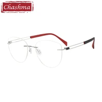 chashma top quality eyeglasses men glasses pure titanium ultra light rimless women frame for progressive lenses
