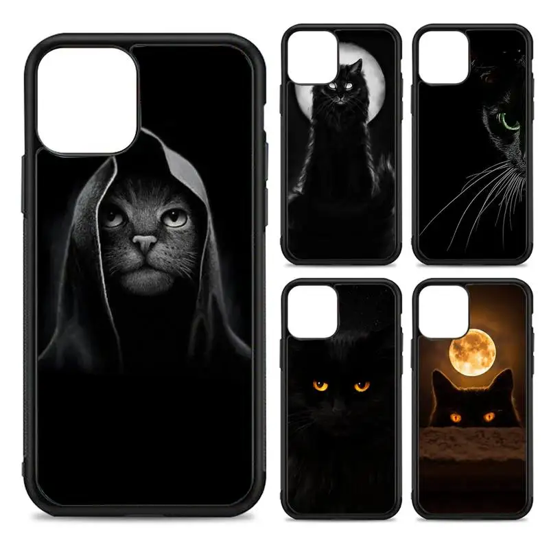 

Black Cat Staring Eye Phone Case Silicone PC+TPU Case for iPhone 11 12 13 Pro Max 8 7 6 Plus X SE XR Hard Fundas