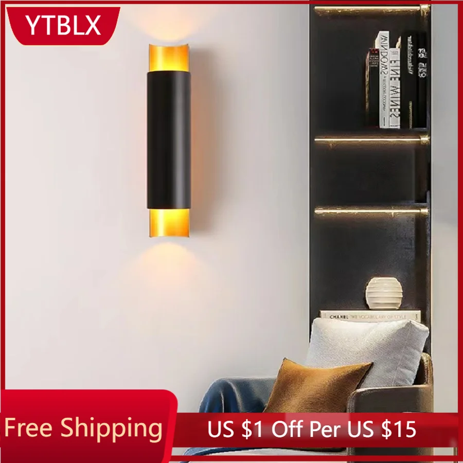 

Nordic Wrought Iron Wall Lamp Modern Art Living Room Aisle Led Sconce Bedroom Study Wall Lamp Black Ambient Light Stair Light