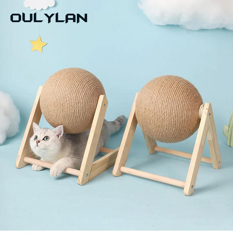 

Кошачья доска для кошек Oulylan, деревянная игрушка для кошек, мячик для кошачьих царапин, шлифовальный Когтевран, сизальная веревка, товары для домашних животных