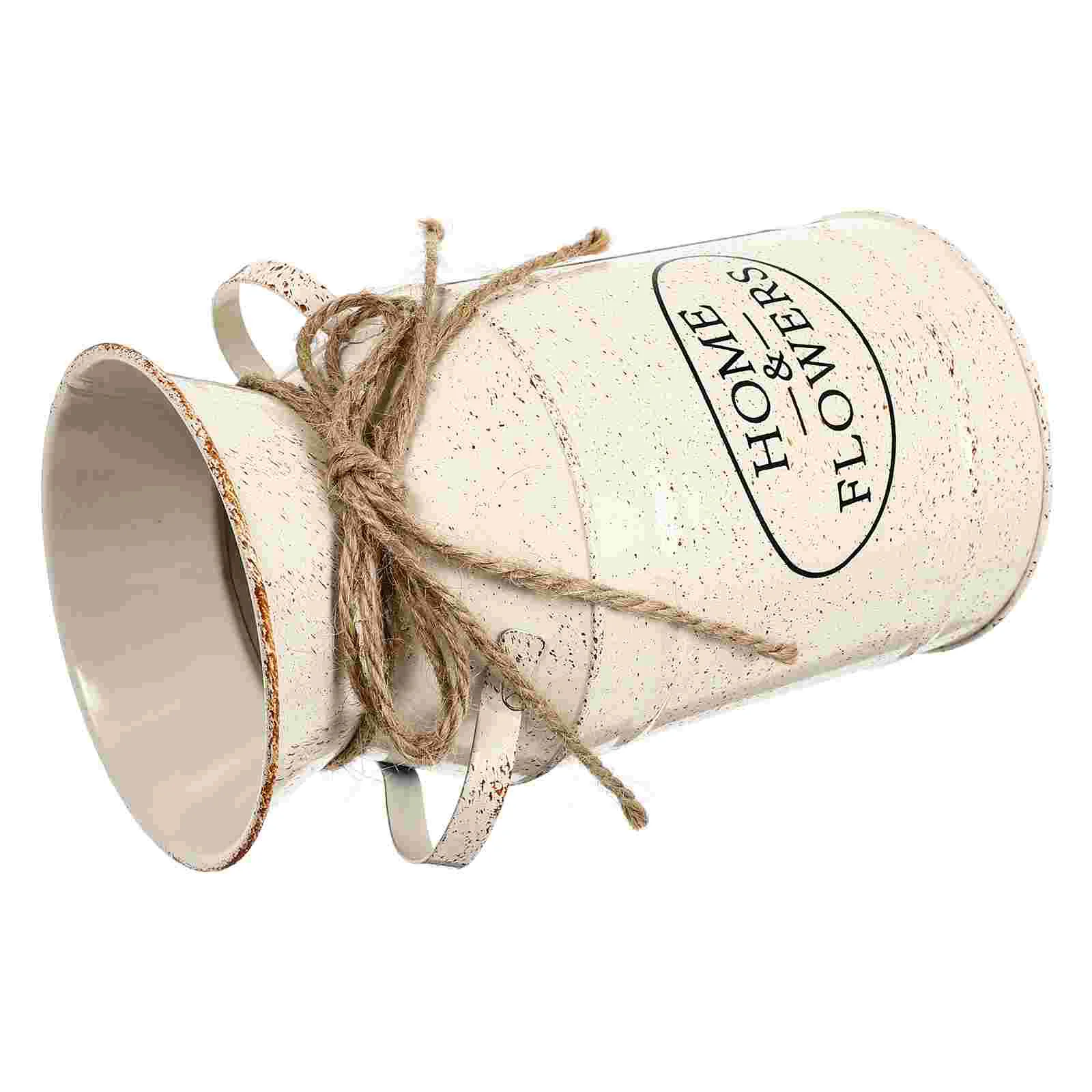 

Milk Can Flower Display Bucket Decorative Iron Basket Barrel Durable Garden Floral Home Photo Prop Table Top Shelf