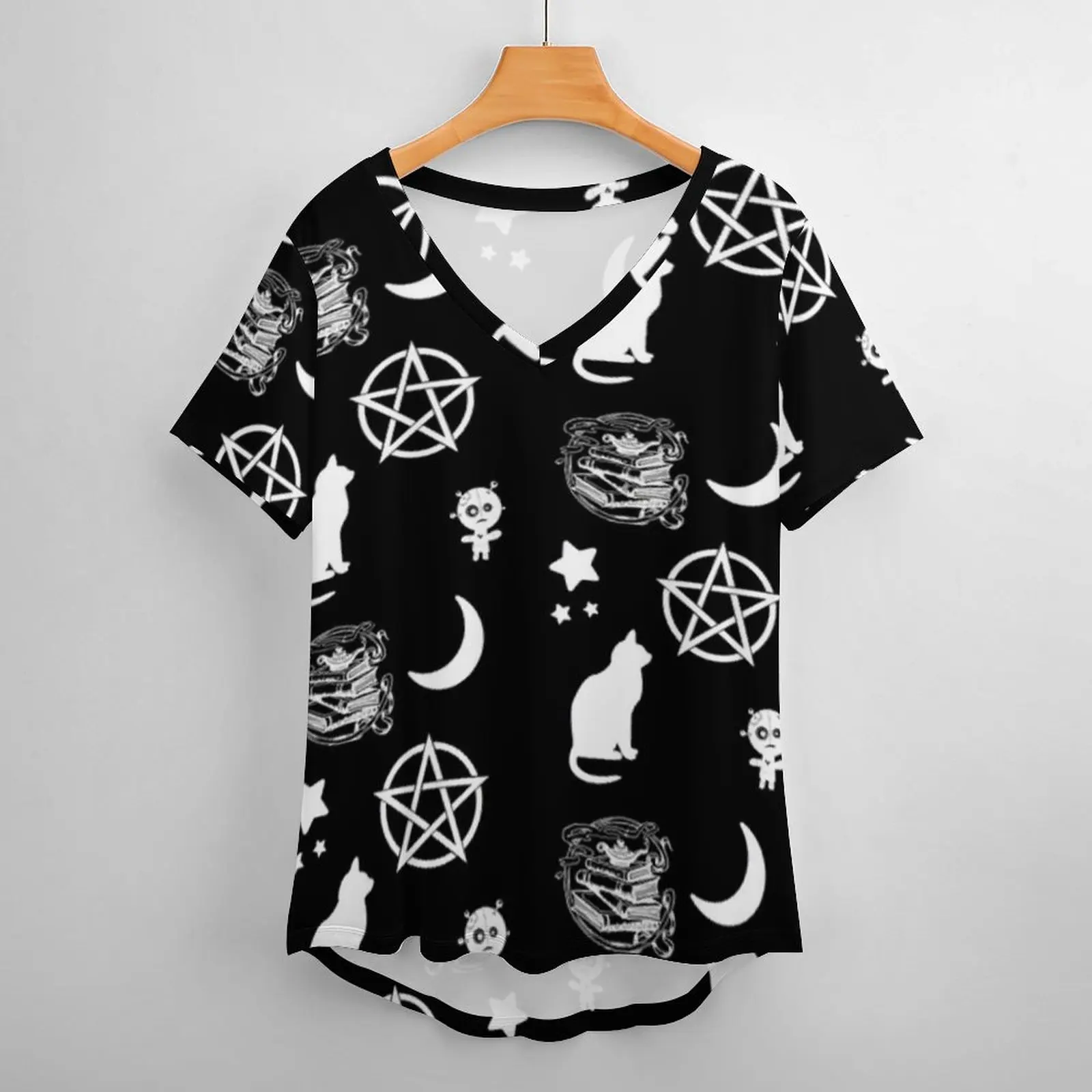 Футболка женская оверсайз с V-образным вырезом и коротким рукавом |