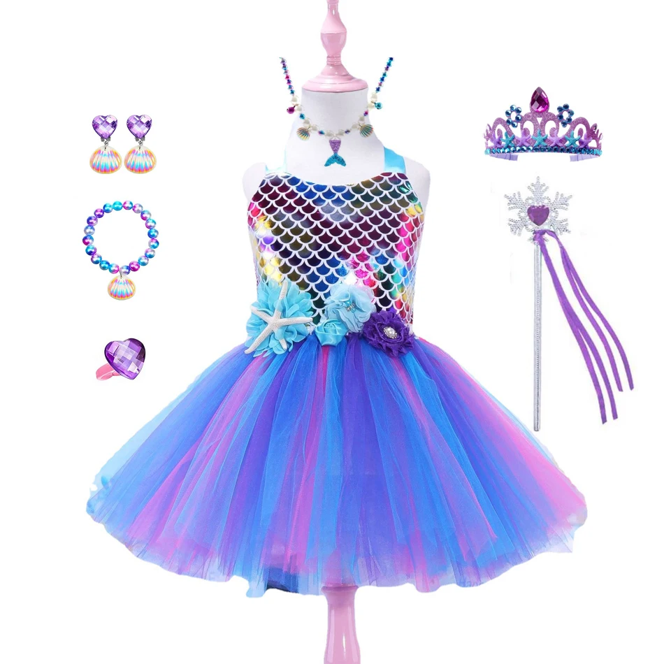 

Mermaid Dress Girls Kids Carnival Princess Costume Tutu Fancy Dress Party Outfit