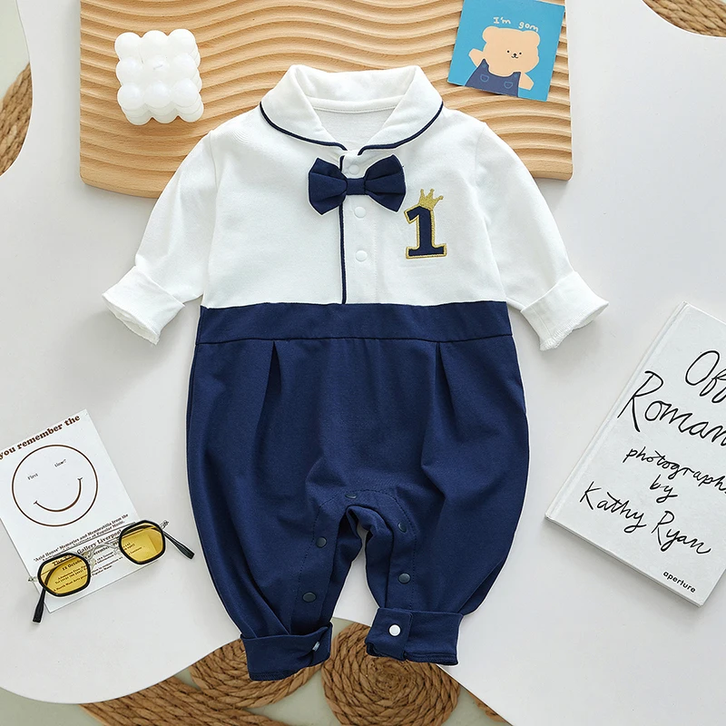 

Детское боди, новинка весны, детская одежда с лацканами и бантом, корейский стиль, с длинным рукавом, хлопковая одежда для новорожденных, комбинезоны