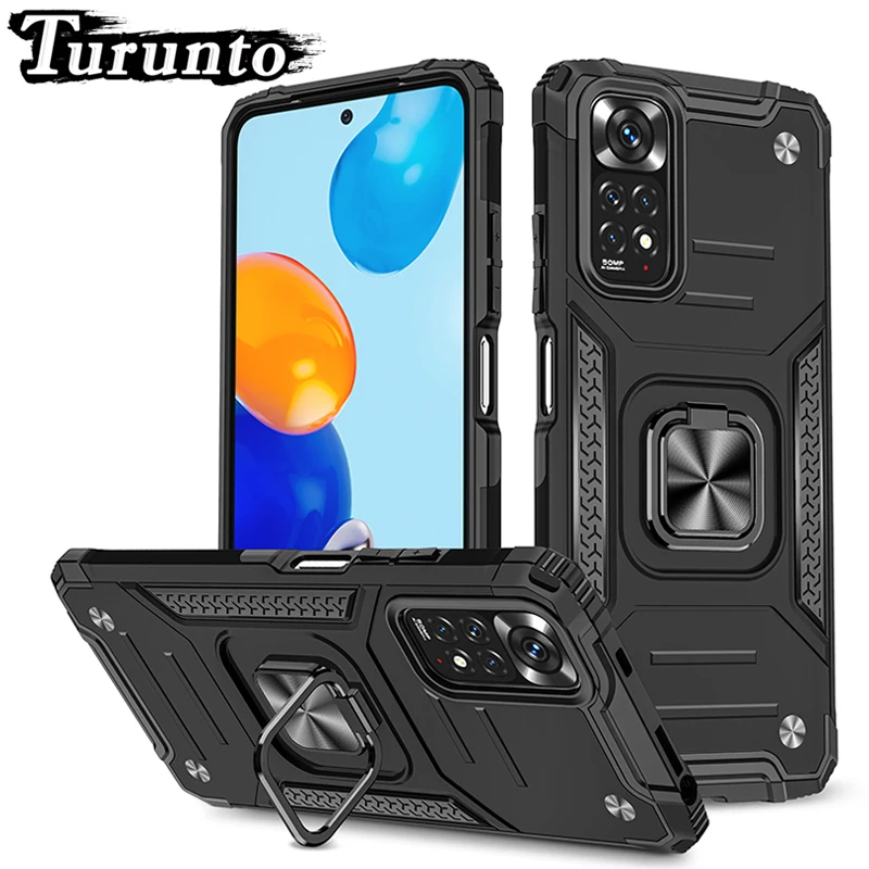 

Armor Shockproof Phone Case For Xiaomi Redmi Note 11 11Pro Magnetic Ring Holder Cover For Redmi Note 10Pro 10S 10 9Pro 9S 8Pro 8