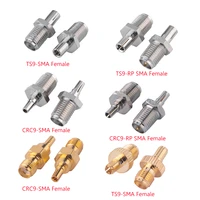 1pcs rf coaxial adapter sma to ts9 crc9 coax jack connector rp sma female jack to ts9 crc9 male plug silver gold
