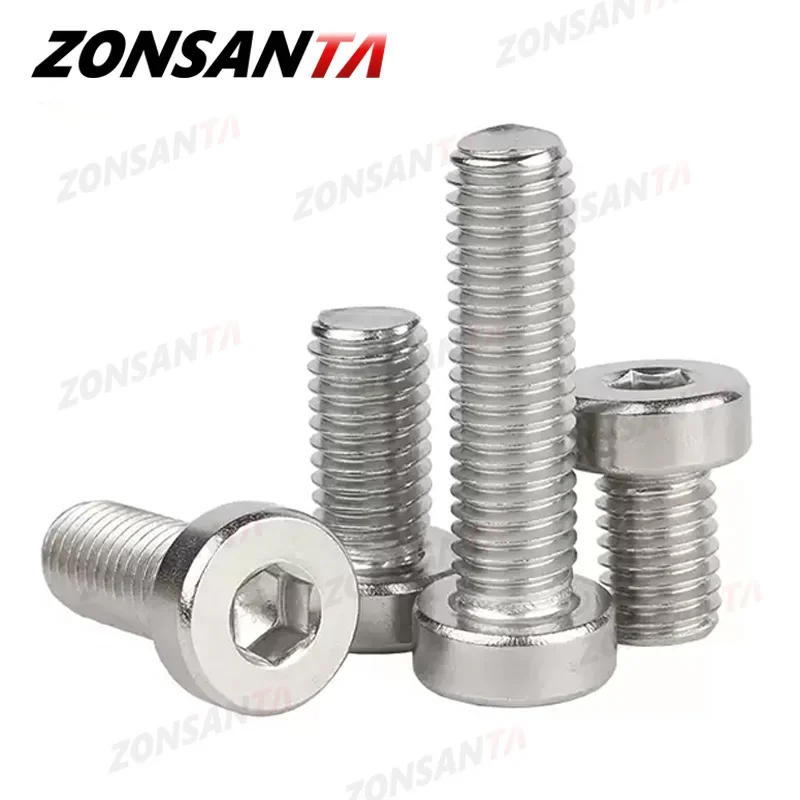Фото M2 M2.5 M3 M4 M5 M6 M8 M10 304 Stainless Steel Hex Hexagon Socket Thin Low Short Profile Head Allen Cap Bolt Screw DIN7984 №2