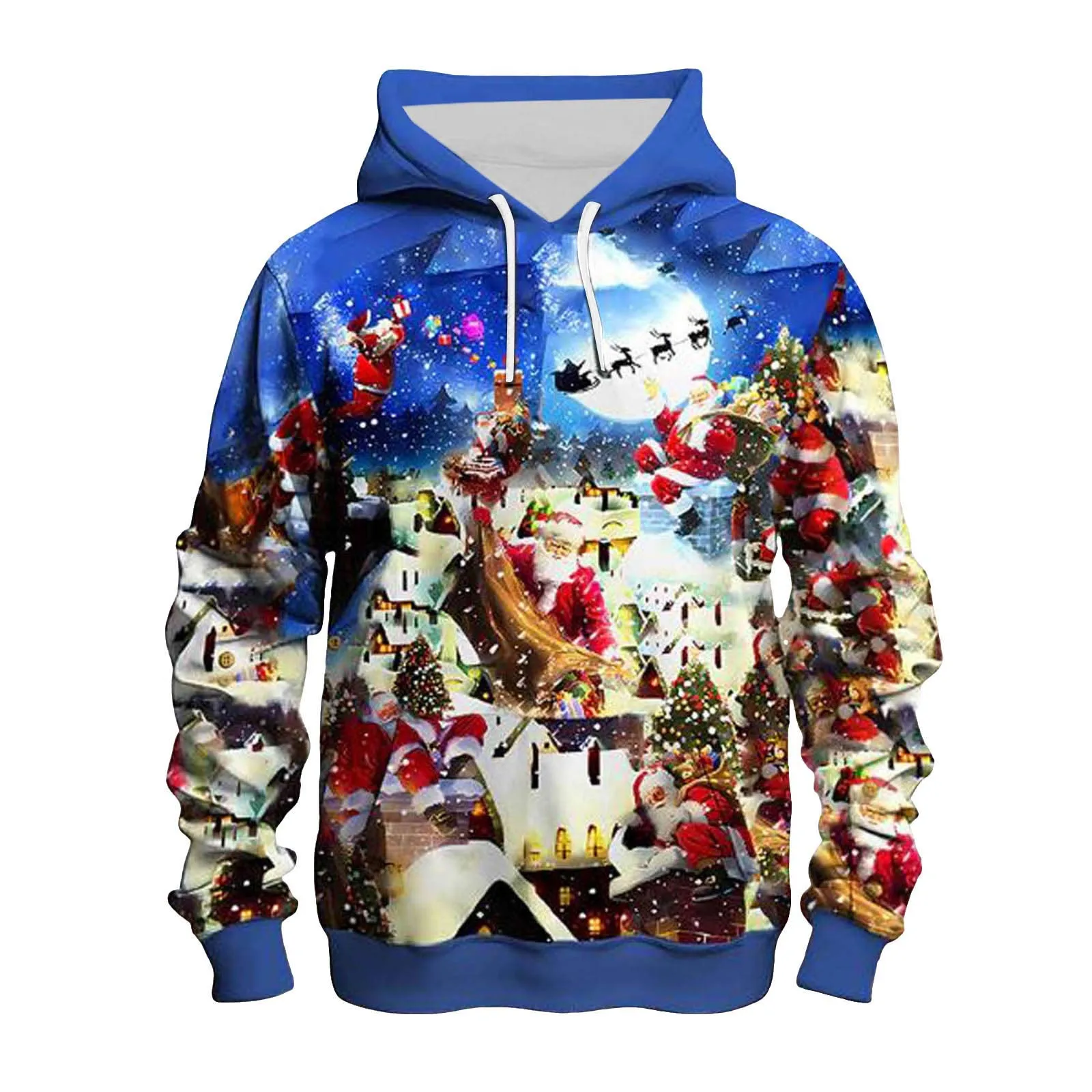 

Mens Autumn And Winter Fashion Casual Christmas Printed Long Sleeved Hoodie folk Tracksuit Sports