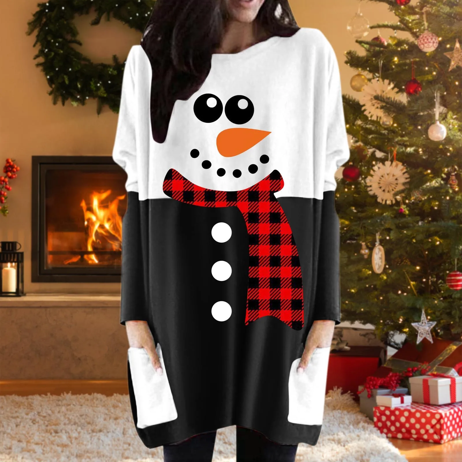 

Womens Heavy Sweatshirts Womens With Pocket Casual Gift Tunic Tops Color Block Long Sleeve Dress Fitness Hoodie Women