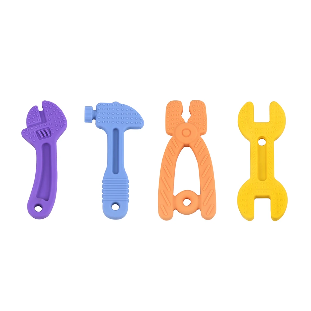 

Set of 4 Baby Teething Toys Handheld Flexible Teether Chew Toy Early Developmental Preschool Toddlers Playset Supplies