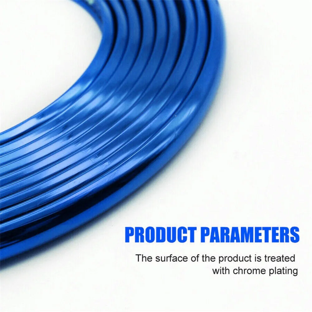 

8m Car Bumper Moulding Trim Strip Wheel Hub Protection Rings Decorative Edge Line Universal Accessories 8.2mmx3mm Chrome Plating