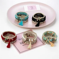 2022 trend new turquoise tassel beaded bracelet fashionable multilayer vintage boho bracelet for women fine jewelry