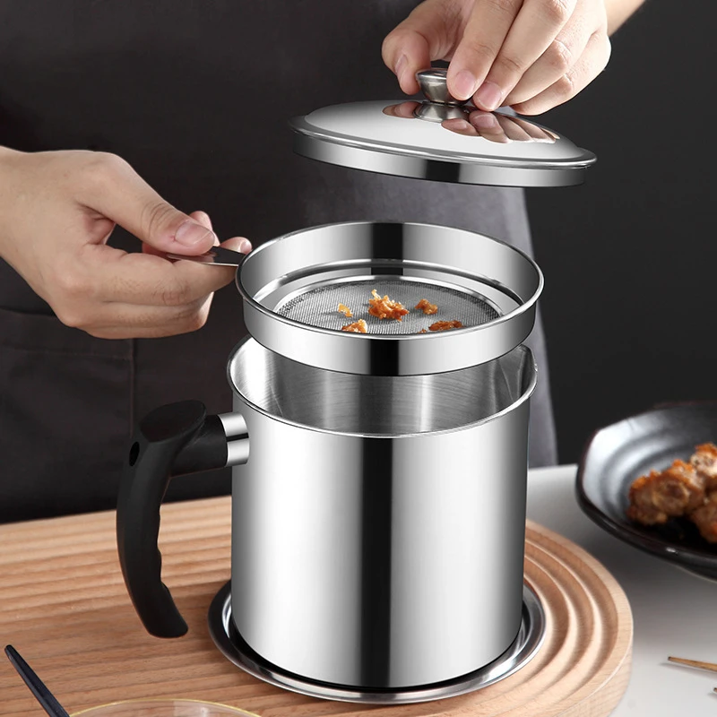 

1.3L Kitchen Cooking Tools Oil Filter Storage Tank Grease Filter Pot Oil Filter Container Restaurant Kitchen Tray Oil Pot