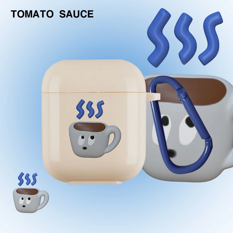 

ins Korea Coffee Cute Cartoon keychain for airpod 1 2 3 pro case tpu headset Earphone Bluetooth for airpod pro cover soft fundas