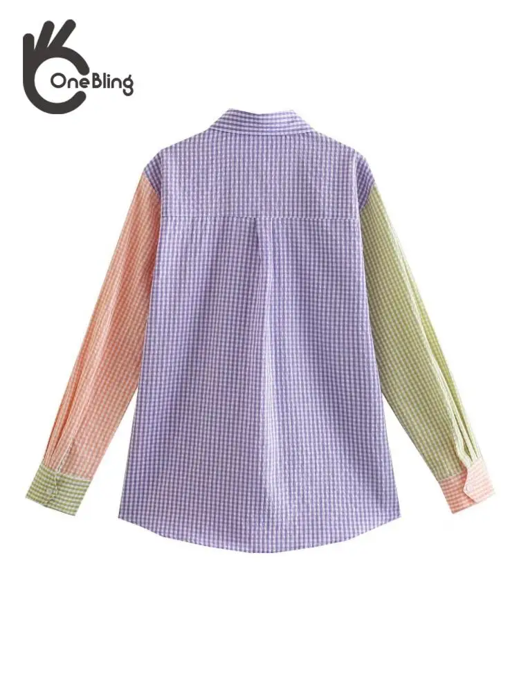 Женская однобортная блузка OneBling повседневная Свободная с длинным рукавом и