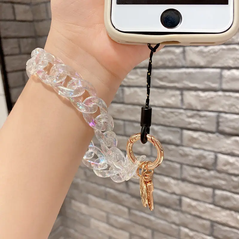 

Anti-lost Mobile Phone Key Chain Strap Lanyard Smile Face Disk Beads Pearl Rope Cellphone Chains for Jewelry CellPhone Accessor