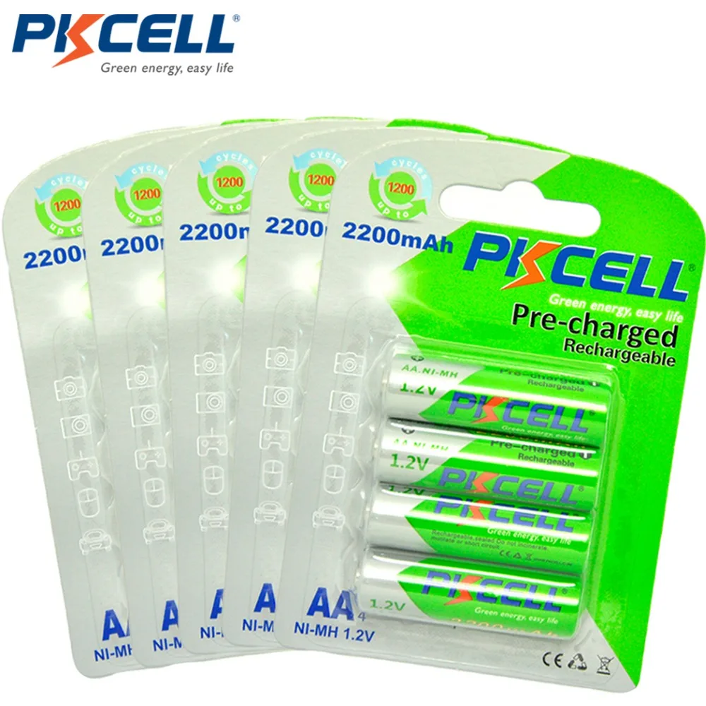 

5Pack/20Pcs*PKCELLBattery NI-MH AA 2200mAh 1.2V Low Self Discharge Durable 1.2Volt 2A Rechargeable Battery Bateria Baterias