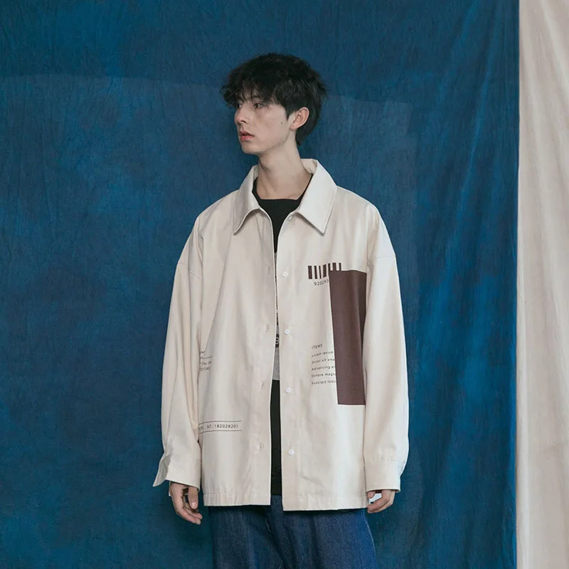 Retro Tooling Shirts Long-Sleeved Men's And Women's Street Fashion English Loose All-match Shirt Spring And Autumn Trend