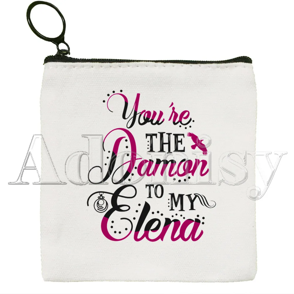 The Vampire Diaries Ulzzang Casual Harajuku 90s Cute Solid Color Canvas Coin Purse Small Fresh New Zipper Key Bag Hand Gift Bag