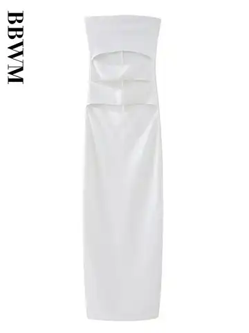 Hollow Design Dress Woman White Long Dresses for Women 2023 Sexy Evening Dress Female Off Shoulder Straight Collar Midi Dress