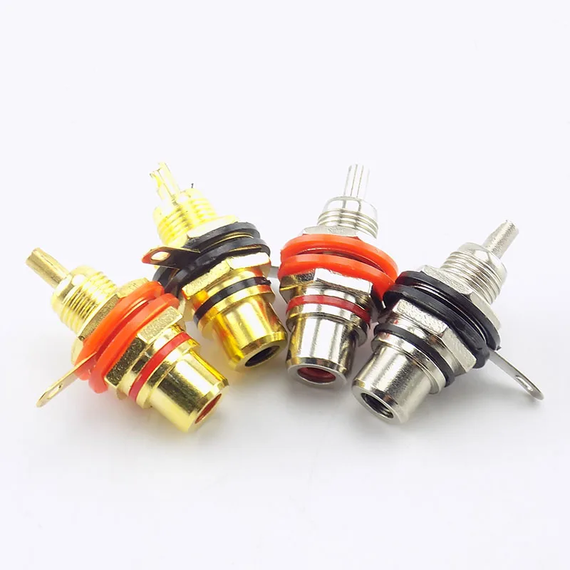 

2pcs/1pair RCA Female Socket Connector Chassis Panel Mount Adapter Plug Gold plated Audio Video Adapter H10 D4