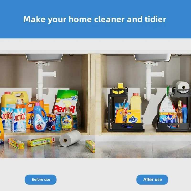 Новая двухслойная кухонная полка для хранения приправ выдвижной шкаф ванной