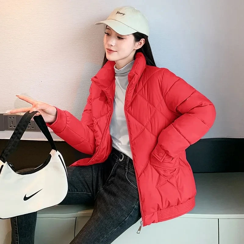 New Cotton-Padded Jacket Women's Stand-UP Collar Short Thick Down Jackets In Winter2025Korean Slim Coat Fashion Joker Female Top