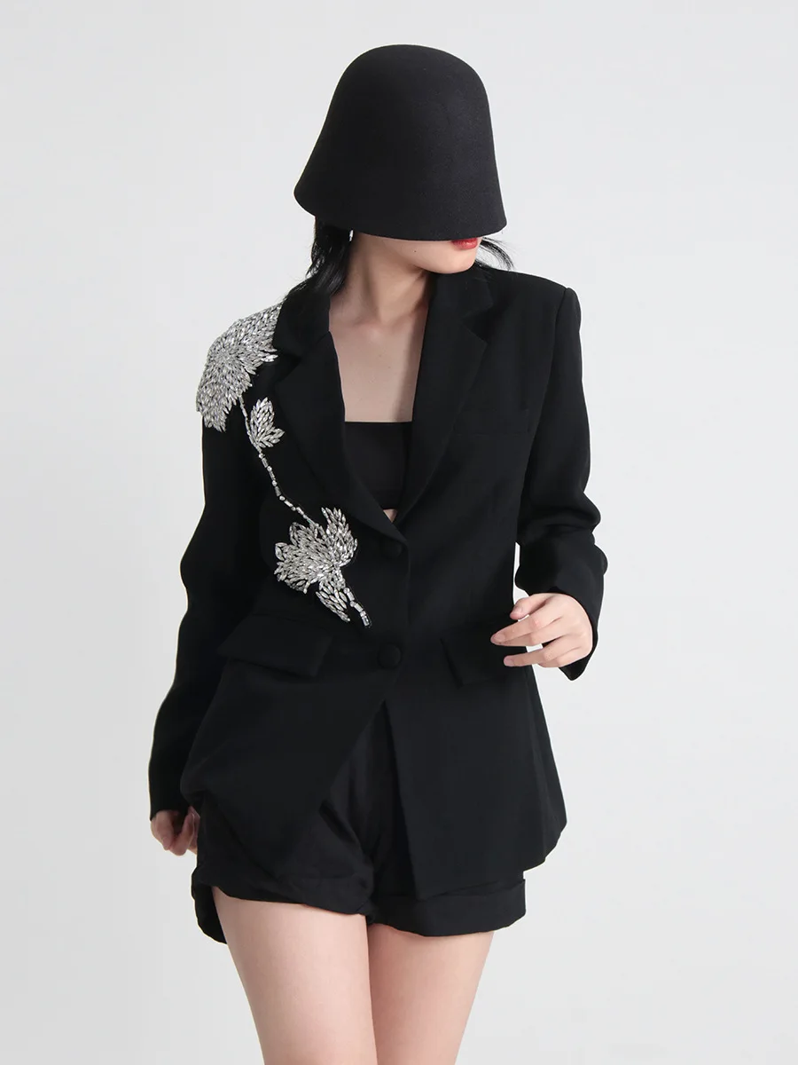 

2023 New Autumn Blazers For Women Beaded three-dimensional flowers Blazer Loose fitting single breasted Women's suit Tops