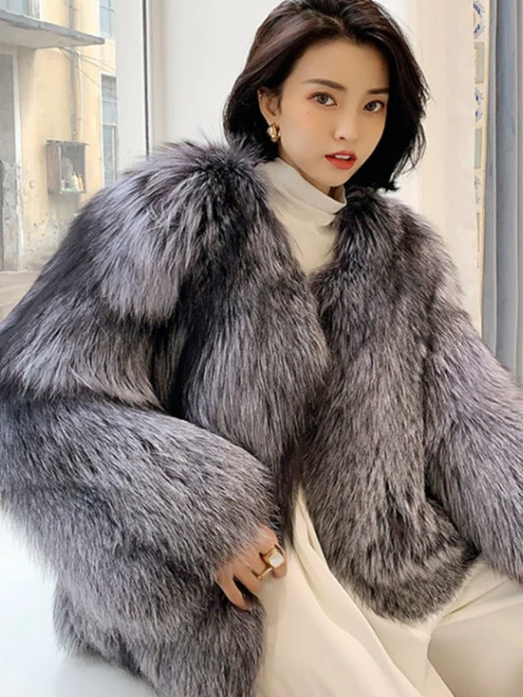 Thicken Warm Faux Women Fur Coat Lady Bontjas Plush Coat Female Jacket Fur Autumn Winter Shaggy Outerwear High Street 2022
