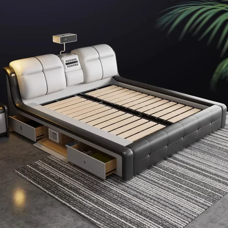 Умная Роскошная Современная двуспальная кровать большого размера мастер