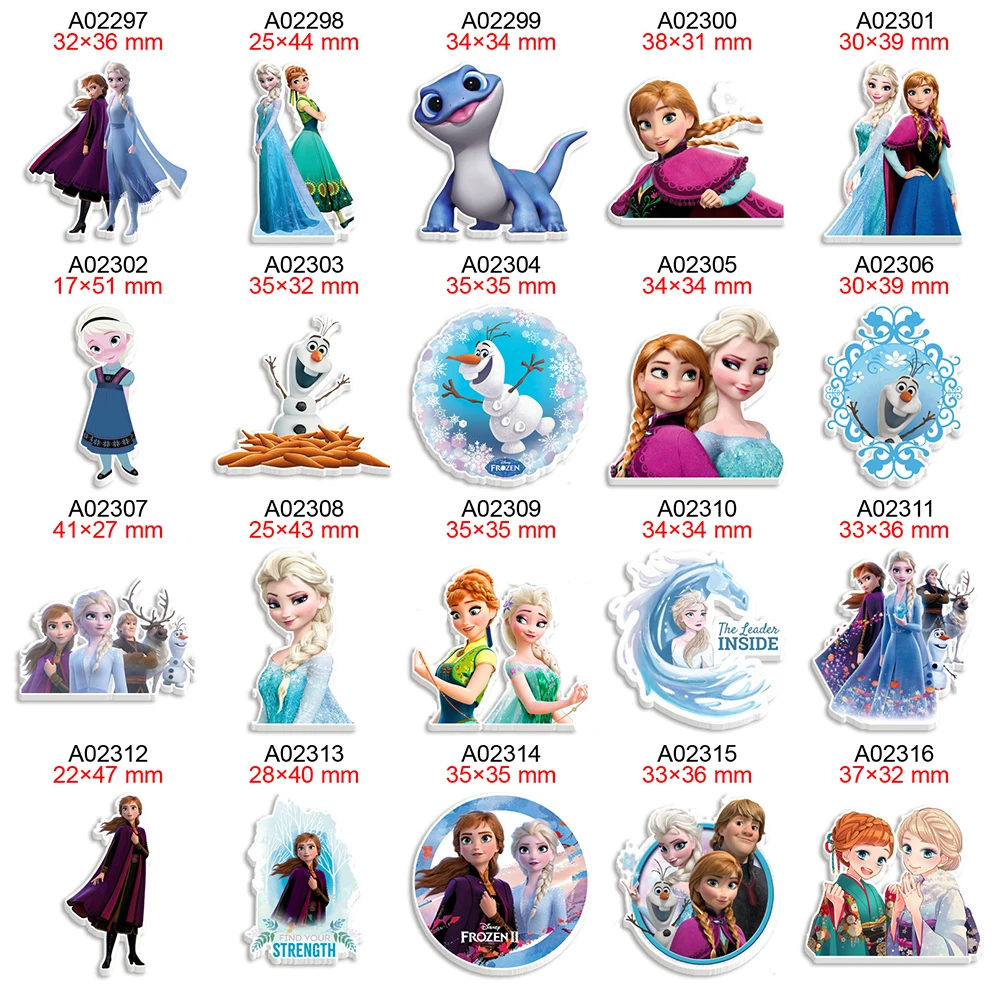 

Acrylic Planar Resin Printed Disney Frozen Princess Cartoon Cabochon for DIY Bows Party Craft Supplies Handmade Material