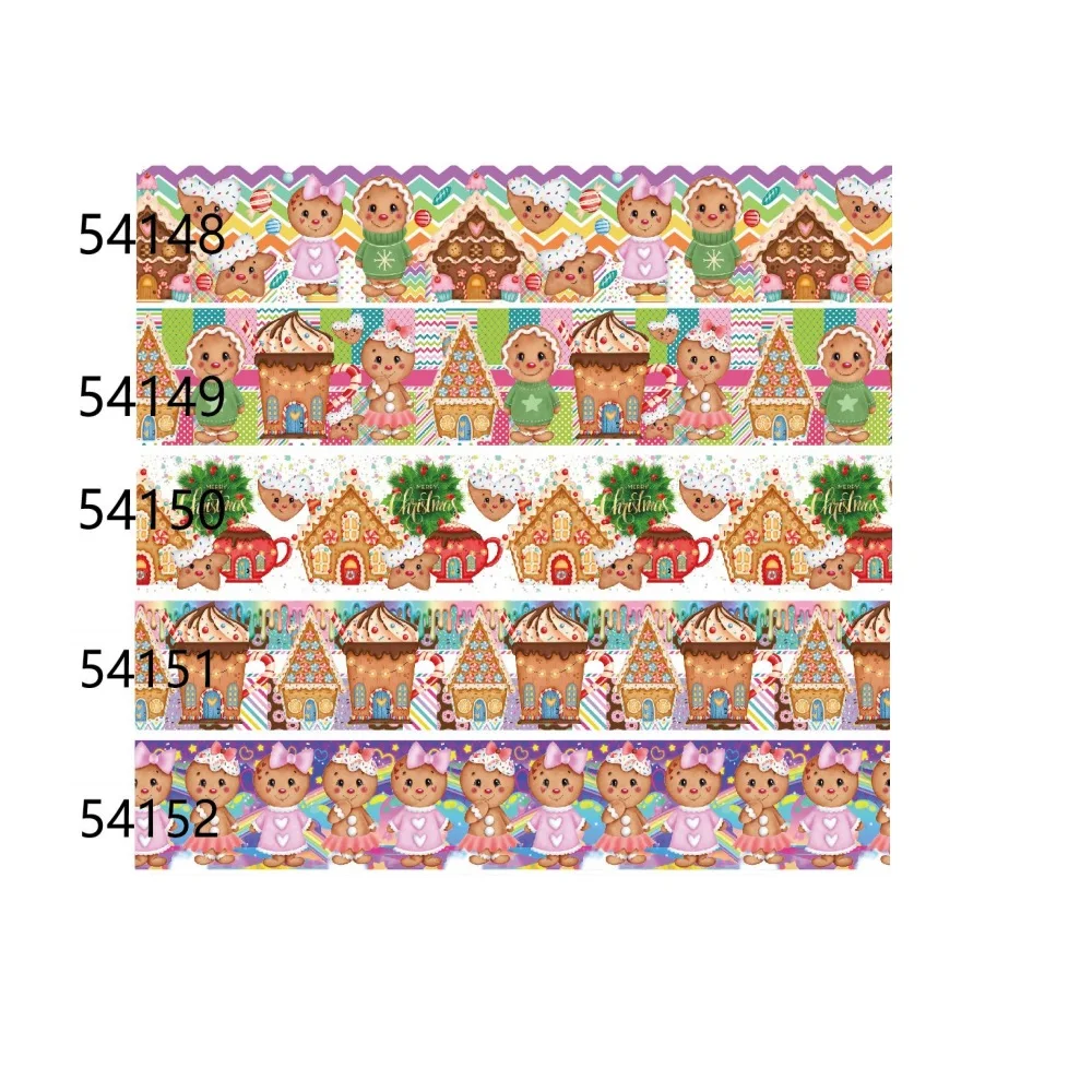 

Cartoon Christmas Decoration Grosgrain Ribbon 25mm Printed 50yards Center for Bows Sewing Handmade Materials